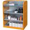 Hazardous materials roller shutter cabinet with collection vessel for small packaging